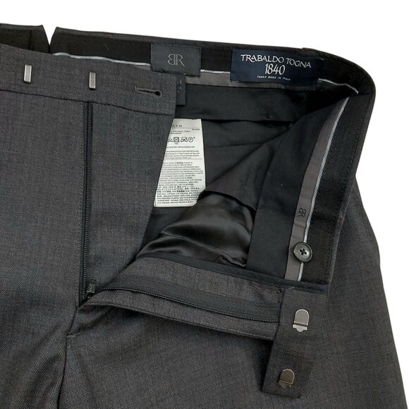 Banana Republic Pants Mens 33x33 Dark Gray Trabaldo Togna 1840 Wool Straight Leg - Picture 4 of 12